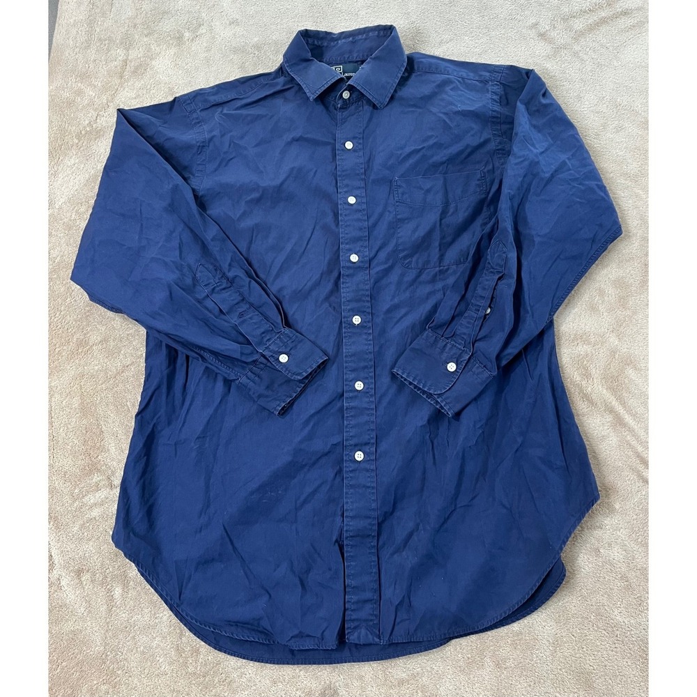 Polo Ralph Lauren Philip Cotton Shirt Mens 16 1/2(L) Navy Blue Button-Up L/S EUC